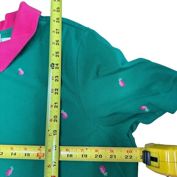 Quacker Factory 1X Green Pineapple Polo Shirt Plus Size Preppy Colorful Casual - Picture 7 of 7